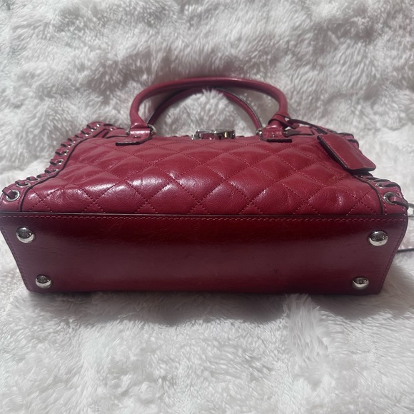 MICHAEL KORS HAMILTON HIPPIE GROMMET DARK RED QUILTED LEATHER SATCHEL BAG - Picture 6 of 14